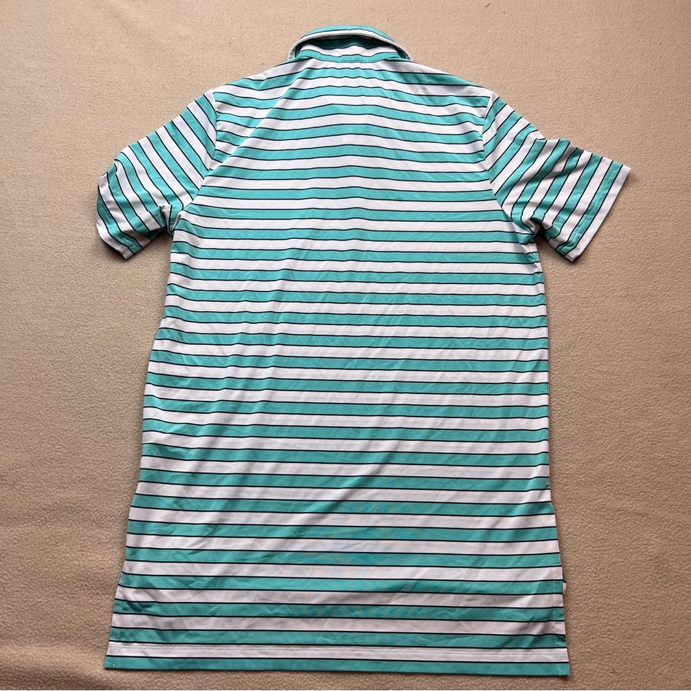 RLX Ralph Lauren Polo Shirt Mens Small Green White Striped Golf Performance - Picture 7 of 7